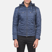 Men's Alps Quilted Blue Windbreaker Jacket - Vue de profil avec coupe de manche ergonomique