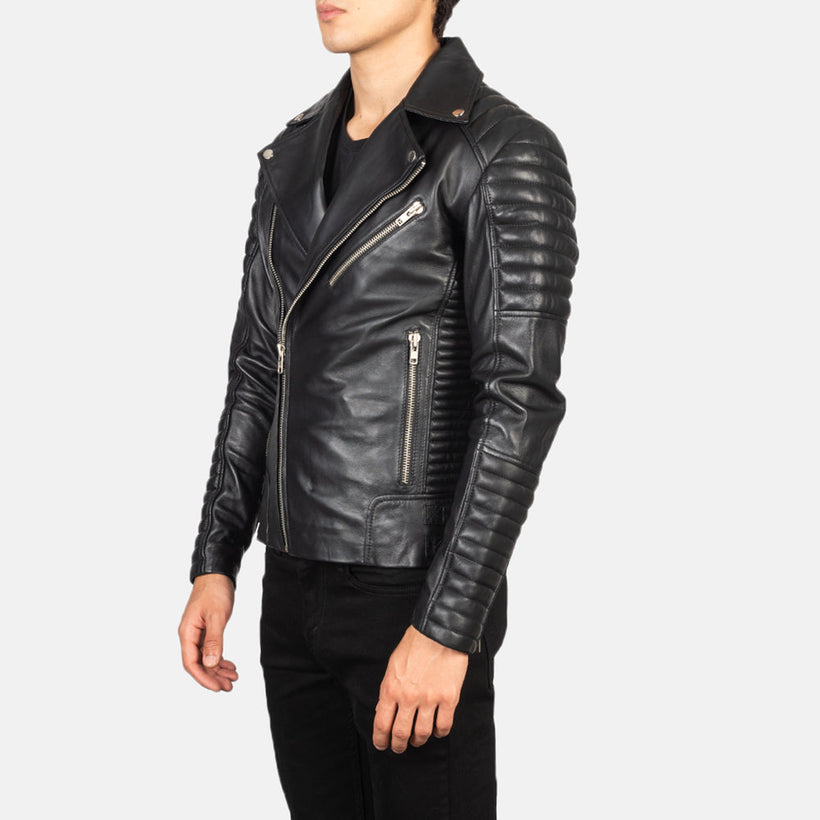 Armand Vert Veste Motard en Cuir pour Homme
