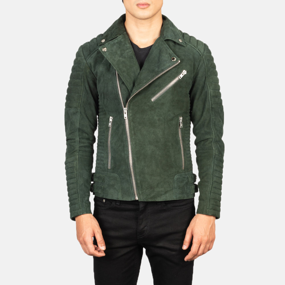 
Armand Vert Veste Motard en Cuir pour Homme – alternate product view 1