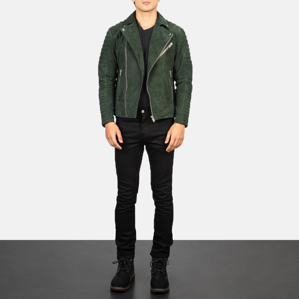 
Armand Vert Veste Motard en Cuir pour Homme – alternate product view 3