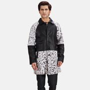 Men's Artistry Noir Dye Manteau en Cuir pour Homme in Black &amp; White Sheepskin Dip &amp;Amp; Dye - Vue de face &amp; silhouette ajustée | Acheter en ligne