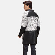 Vue détaillée of Shirt &amp; Button Hardware on Men's Artistry Noir Dye Manteau en Cuir pour Homme