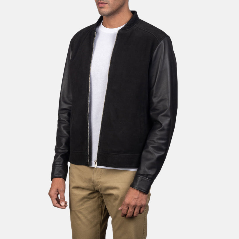 Blain Marron Blouson Bomber en Cuir pour Homme