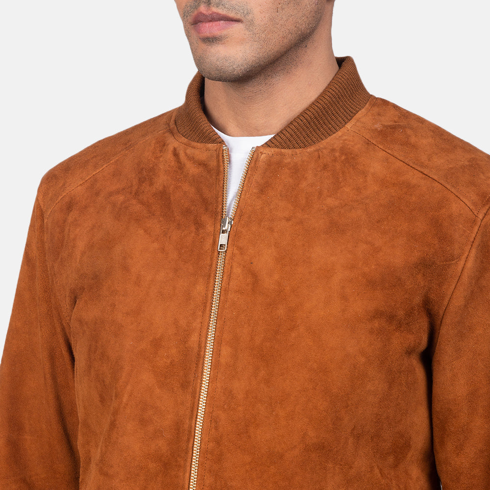 Blain Marron Blouson Bomber en Cuir pour Homme – Vue produit alternative 6