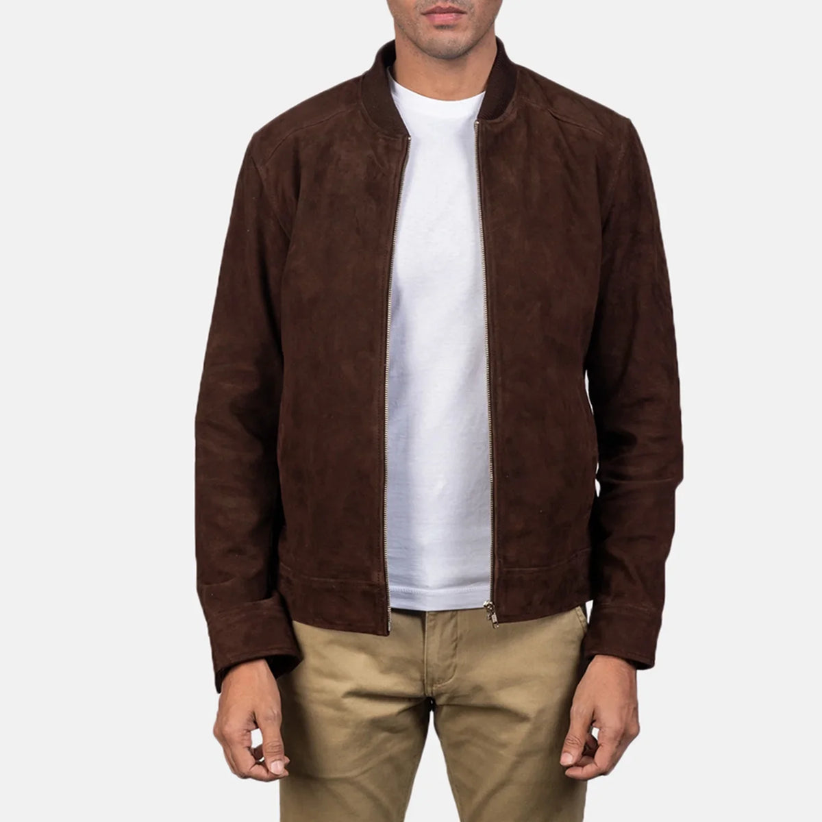 Blain Marron Blouson Bomber en Cuir pour Homme – Vue produit alternative 1