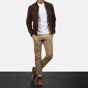 Blain Marron Blouson Bomber en Cuir pour Homme – Vue produit alternative 3