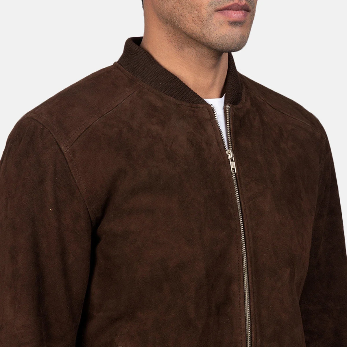 Blain Marron Blouson Bomber en Cuir pour Homme – Vue produit alternative 6