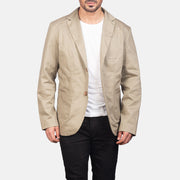 
Borges Beige Blazer en Cuir pour Homme en Cuir pour Homme in Beige Poly-Cotton - Vue de face & silhouette ajustée | Acheter en ligne
