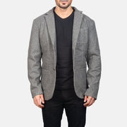 Men's Grey Wool Blazer in Grey Synthetic Wool - Vue de face &amp; silhouette ajustée | Acheter en ligne