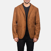 Men's Khaki Wool Blazer in Khaki Synthetic Wool - Vue de face &amp; silhouette ajustée | Acheter en ligne