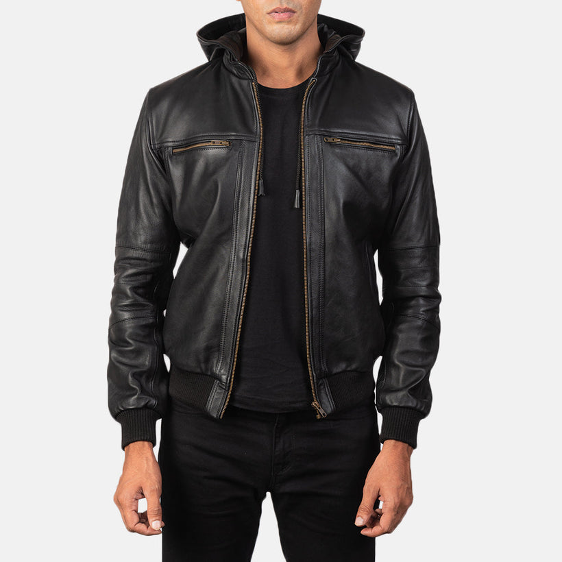 Bouncer Biz Blouson Bomber en Cuir pour Homme
