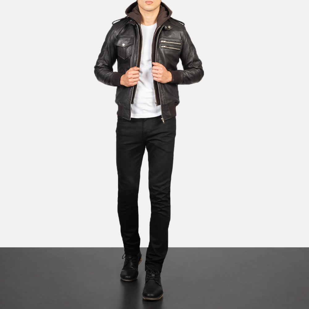 Bravado Blouson Bomber en Cuir pour Homme – Vue produit alternative 3