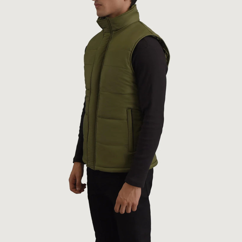 Bryan Vert Puffer Vest pour Homme