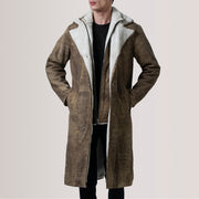 
Cai Marron Vieilli Leather Shearling Manteau en Cuir pour Homme For Men in Distressed Brown Sheepskin Snuffed - Vue de face & silhouette ajustée | Acheter en ligne
