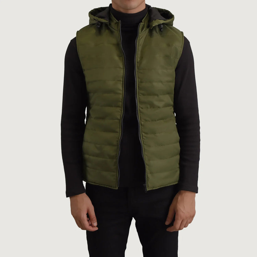 Carlo Vert Hooded Puffer Vest pour Homme