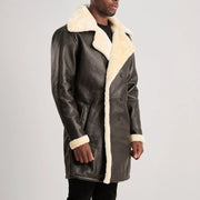 
Charles Manteau en Cuir Marron Shearling Manteau en Cuir pour Homme - Natural Daylight Drape