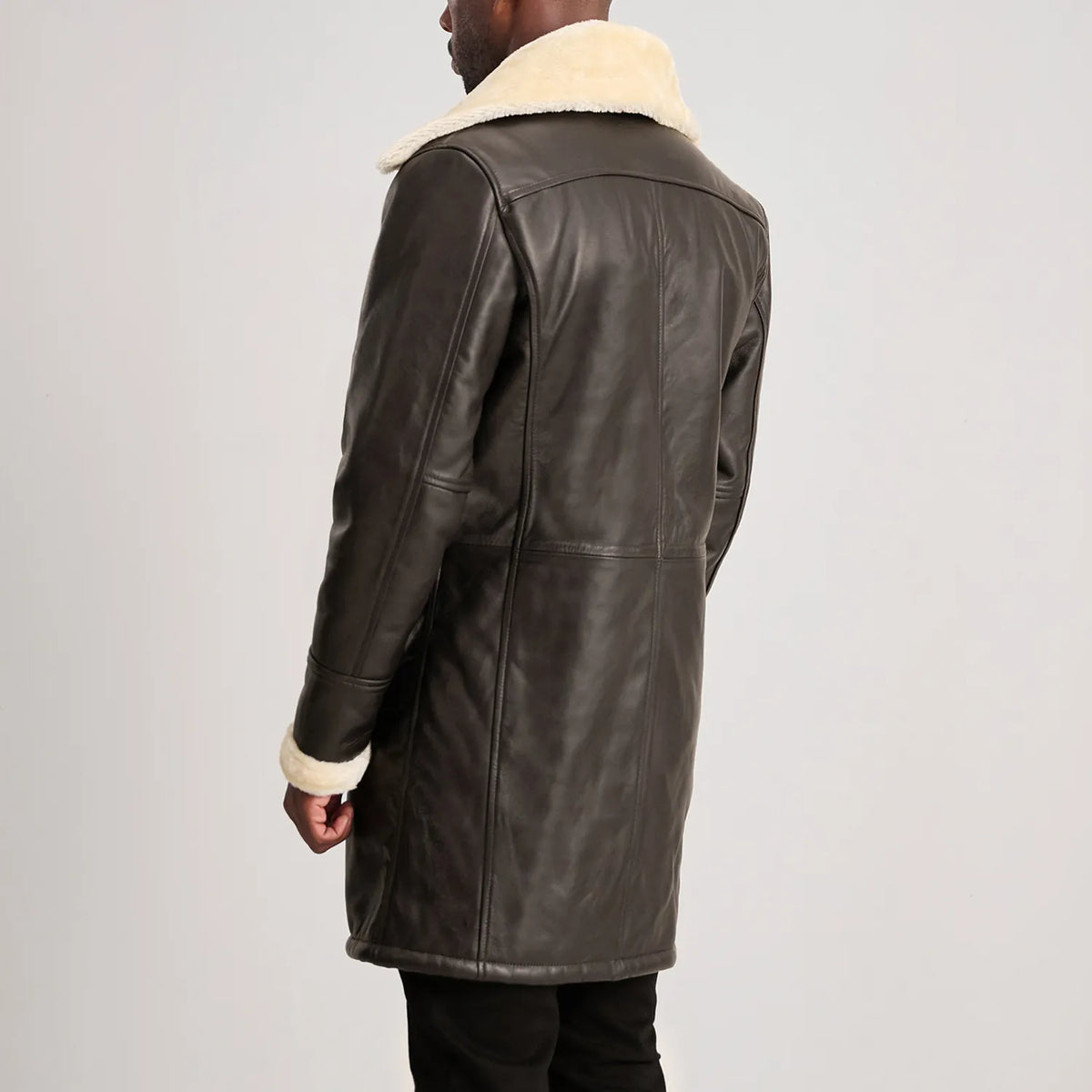 
Charles Manteau en Cuir Marron Shearling Manteau en Cuir pour Homme – alternate product view 5