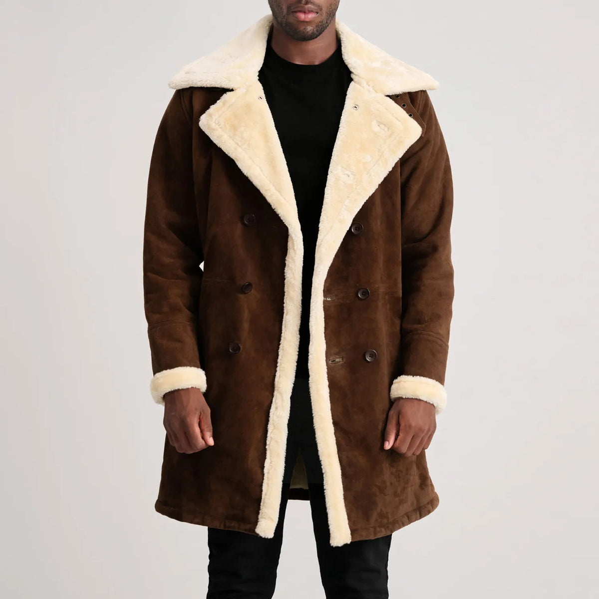
Charles Manteau en Cuir Marron Shearling Manteau en Cuir pour Homme – alternate product view 1