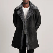 
Charles Manteau en Cuir Marron Shearling Manteau en Cuir pour Homme - Vue de face & silhouette ajustée | Acheter en ligne