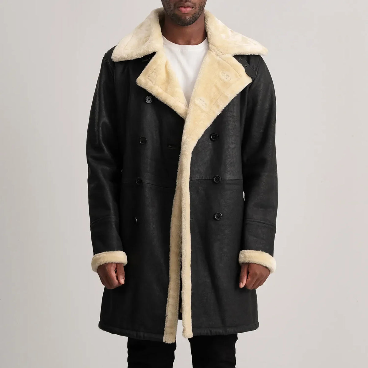 
Charles Manteau en Cuir Marron Shearling Manteau en Cuir pour Homme – alternate product view 1