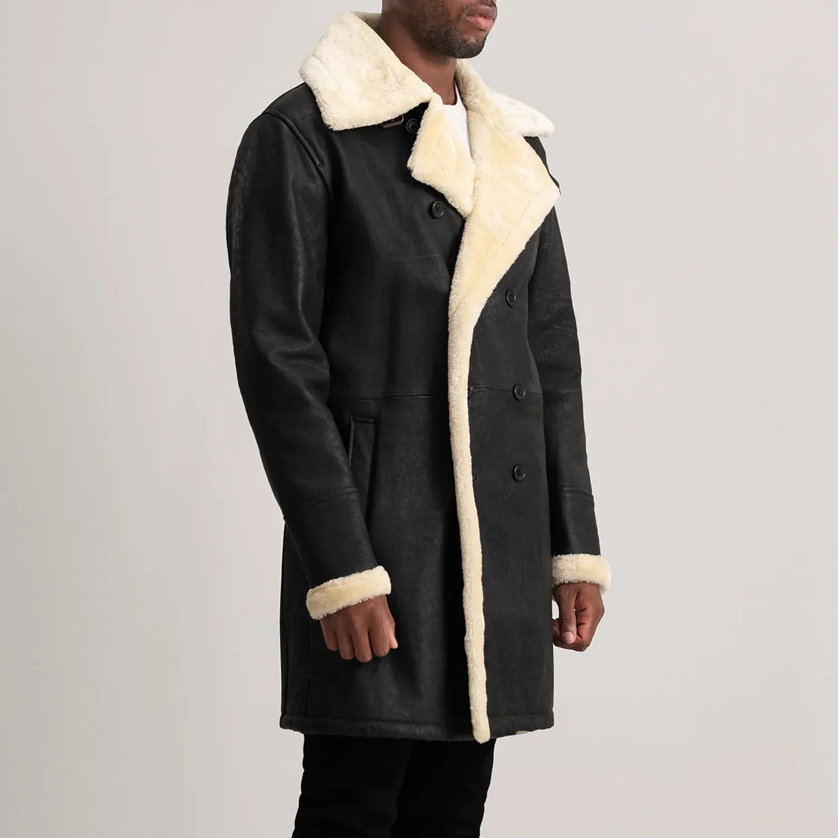 
Charles Manteau en Cuir Marron Shearling Manteau en Cuir pour Homme – alternate product view 2