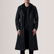 
Charlton Noir Leather Single Breasted Manteau en Cuir pour Homme For Men in Black Sheepskin Leather - Vue de face & silhouette ajustée | Acheter en ligne
