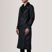 
Charlton Noir Leather Single Breasted Manteau en Cuir pour Homme For Men - Vue de profil mettant en valeur la coupe de manche ergonomique