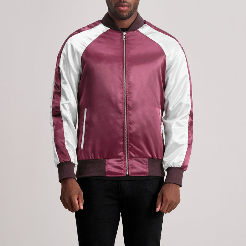 Clarke Bordeaux Varsity Veste en Cuir pour Homme