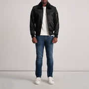 Clyde B-15 Black Bomber Jacket - Vue de profil mettant en valeur la coupe de manche