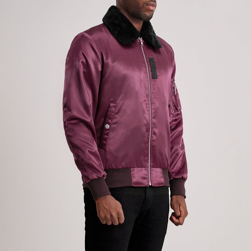 Clyde B-15 Bordeaux Blouson Bomber en Cuir pour Homme