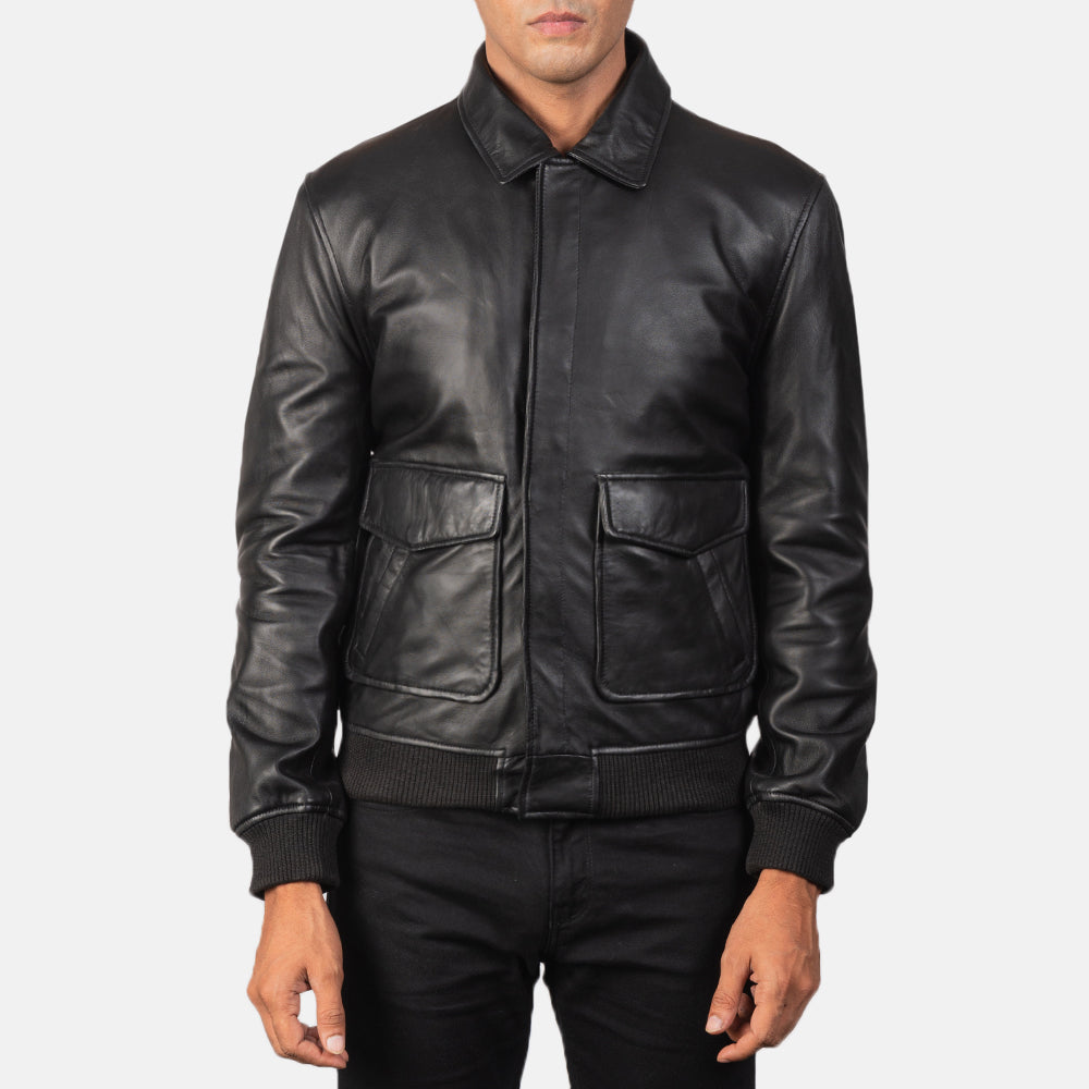 Vue détaillée of Shirt &amp; Zipper with Button Flap Hardware on Men's Coffmen Brown Suede A2 Bomber Jacket