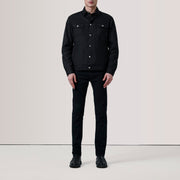 Black Waxed Cotton Canvas Leather Jacket - Vue de dos avec coupe ajustée aux épaules &amp; ourlet soigné