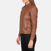 Brown Sheepskin leather Jacket - Vue de dos avec coupe ajustée aux épaules &amp; ourlet soigné