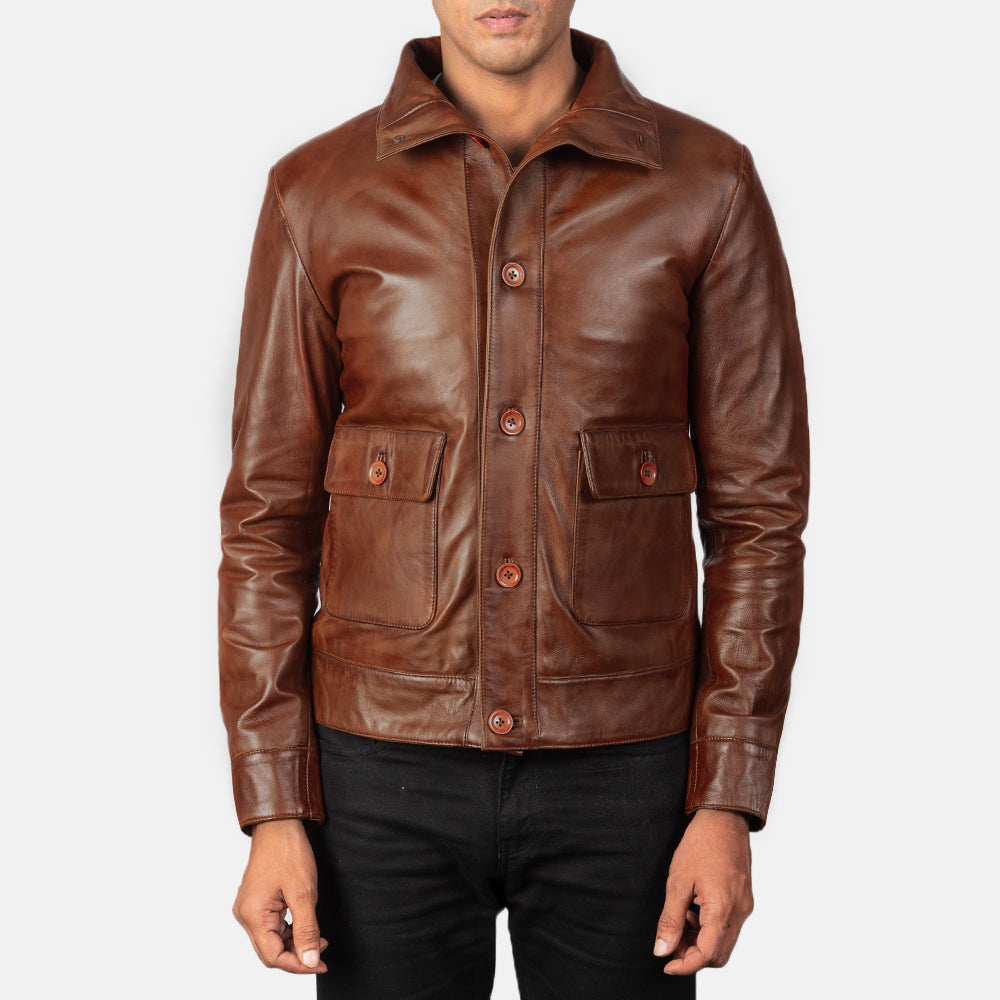 Columbus Blouson Bomber en Cuir pour Homme – Vue produit alternative 1