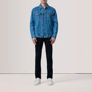 Blue Full-Grain leather Jacket - Vue de dos avec coupe ajustée aux épaules &amp; ourlet soigné