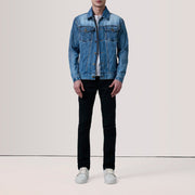 Ice Blue Full-Grain leather Jacket - Vue de dos avec coupe ajustée aux épaules &amp; ourlet soigné