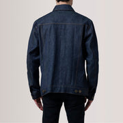 
Vue détaillée of Classic Collar & Heavy-Duty Zipper Hardware on Conard Ash Grey Denim Trucker Jacket For Men