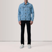 Light Blue Full-Grain leather Jacket - Vue de dos avec coupe ajustée aux épaules &amp; ourlet soigné