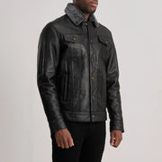 Black Sheepskin Leather Aviator Jacket - Vue de dos avec coupe ajustée aux épaules &amp; ourlet soigné