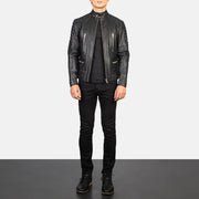 Men's Damian Grey Suede Biker Jacket - Vue de profil avec coupe de manche ergonomique