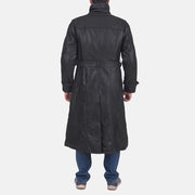 
Vue détaillée of Classic Collar & Button & Waist belt Hardware on Daniel Noir Trench-coat en Cuir pour Homme