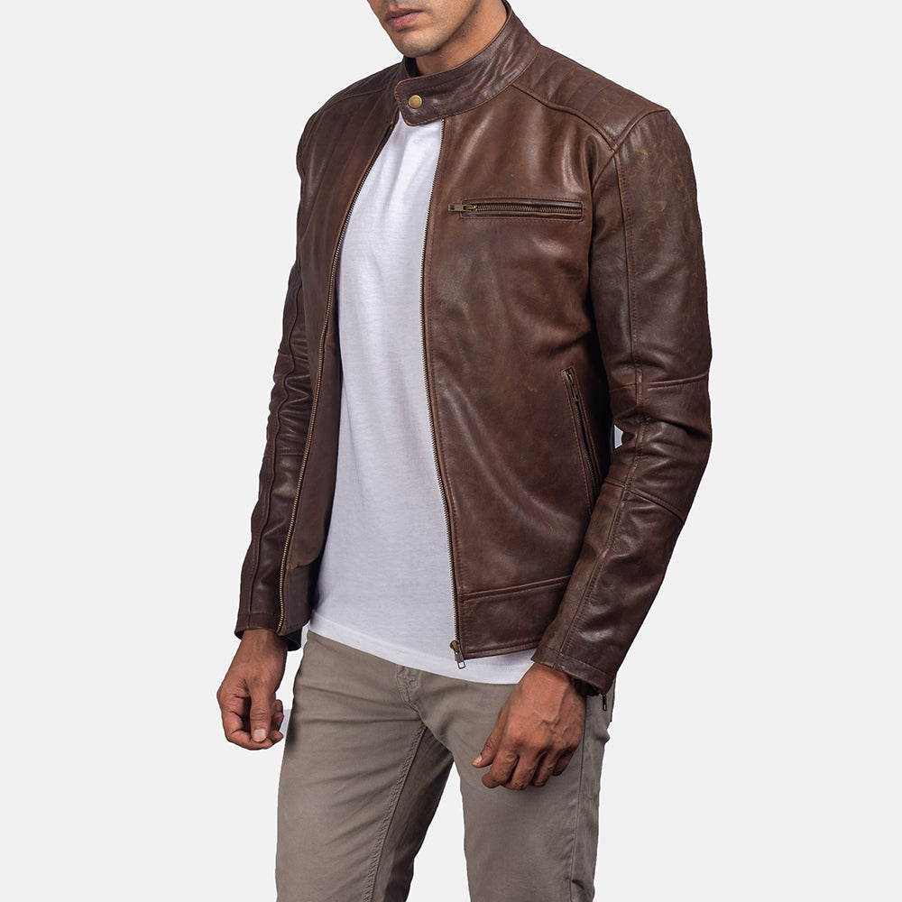Dean Noir Veste Motard en Cuir pour Homme – Vue produit alternative 2