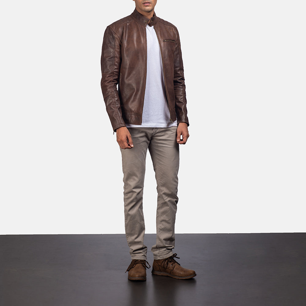 Dean Noir Veste Motard en Cuir pour Homme – Vue produit alternative 3