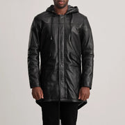 
Vue détaillée of Hooded & Zipper with Placket Hardware on Delvin Tan Leather Parka
