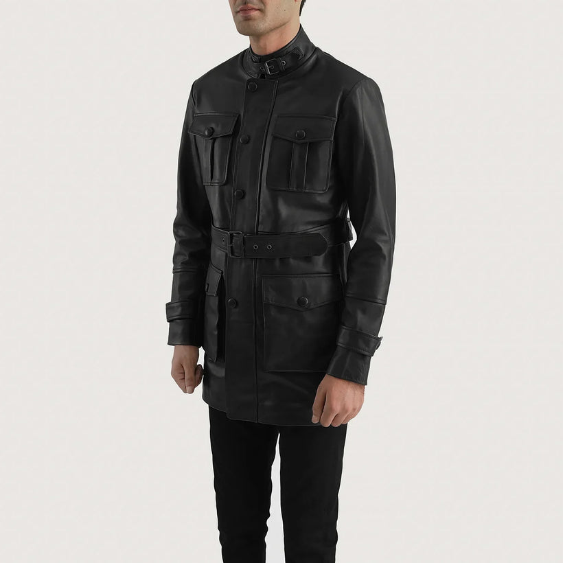 Dolf Noir Veste en Cuir pour Homme