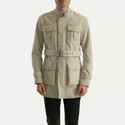 Dolf Off-Blanc Veste en Daim pour Homme in Off-White Cowhide Suede - Vue de face &amp; silhouette ajustée | Acheter en ligne