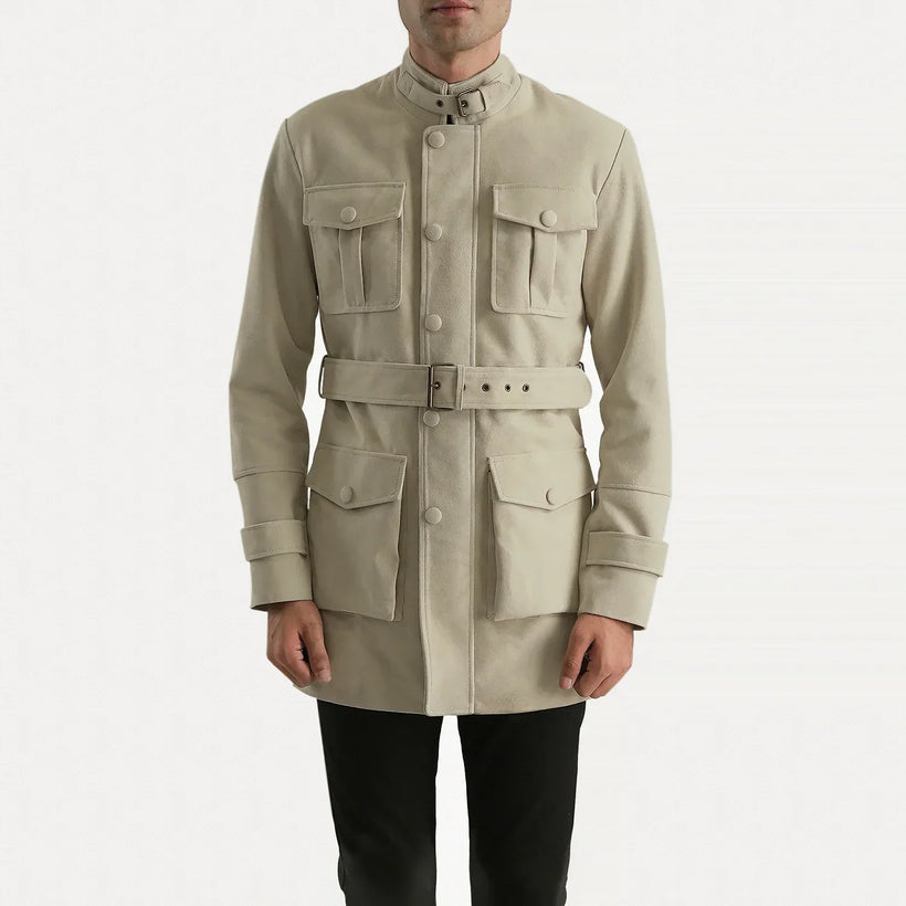 Dolf Off-Blanc Veste en Daim pour Homme