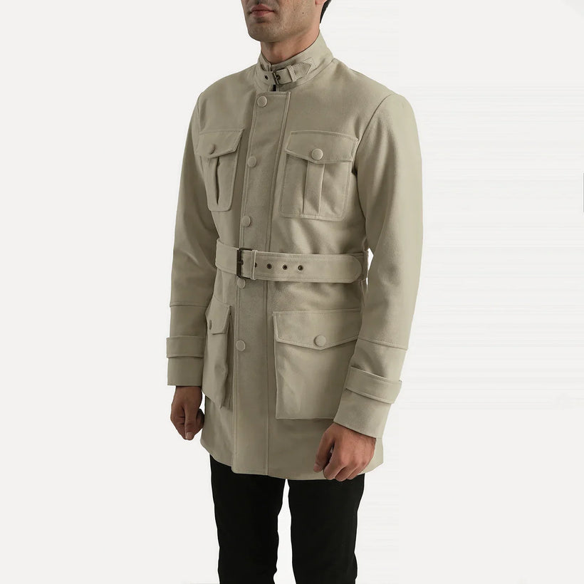 Dolf Off-Blanc Veste en Daim pour Homme