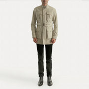 Dolf Off-Blanc Veste en Daim pour Homme - Vue de profil avec coupe de manche ergonomique