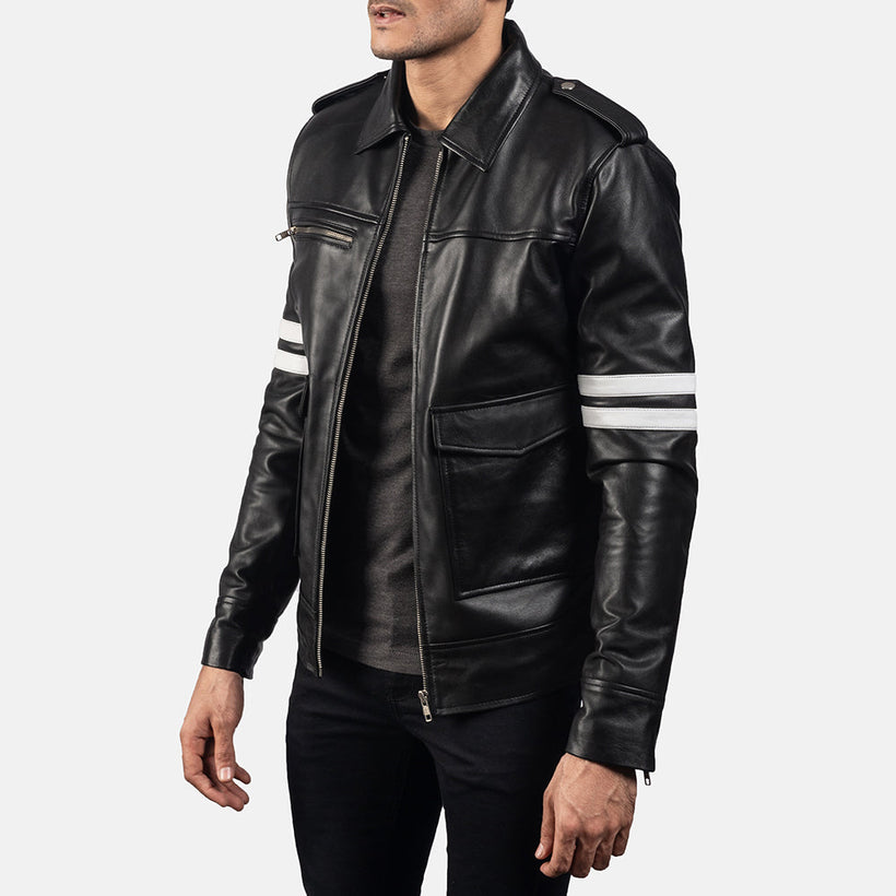 Dragonhide Noir Veste en Cuir pour Homme